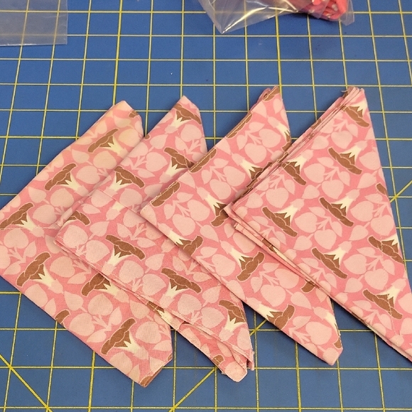 La Ti Da Handmade Creations Pink & Brown Fabric 12" Napkins Set of 4 - Picture 1 of 2